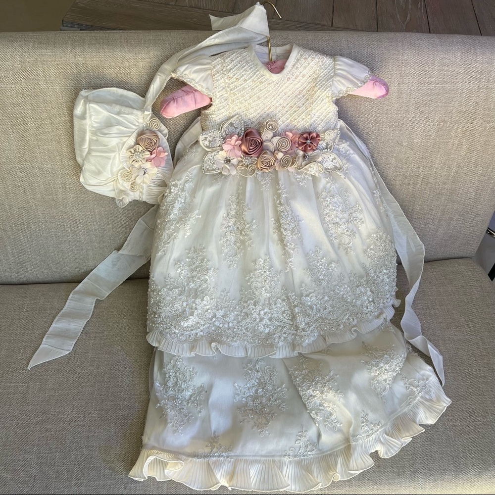 Baptism christening gown dress baby girl